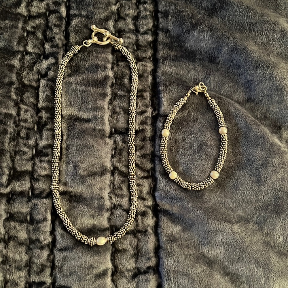EUC Brighton Silver and Pearl Necklace and Bracelet